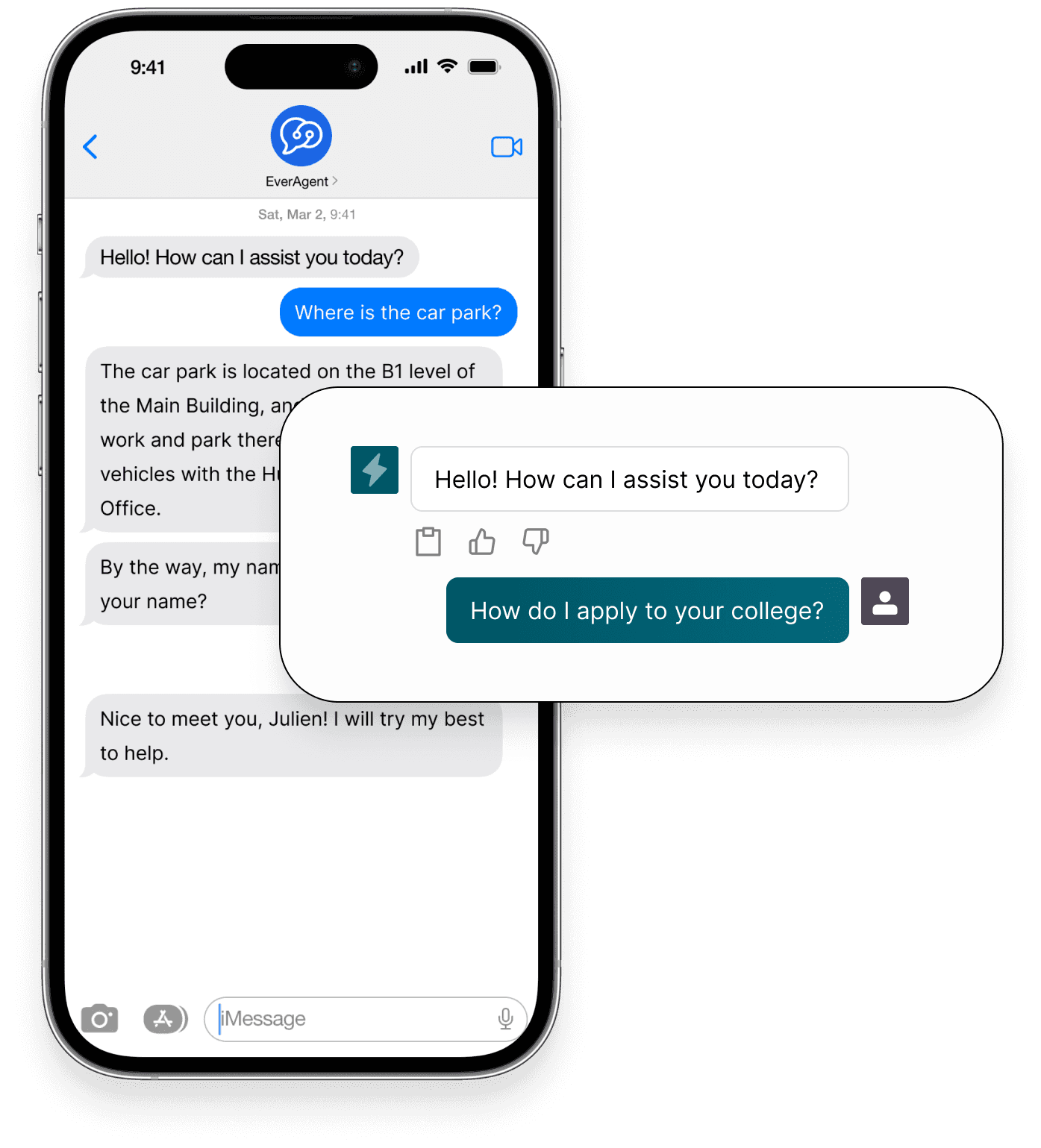 EverAgent SMS and chatbot dialog example